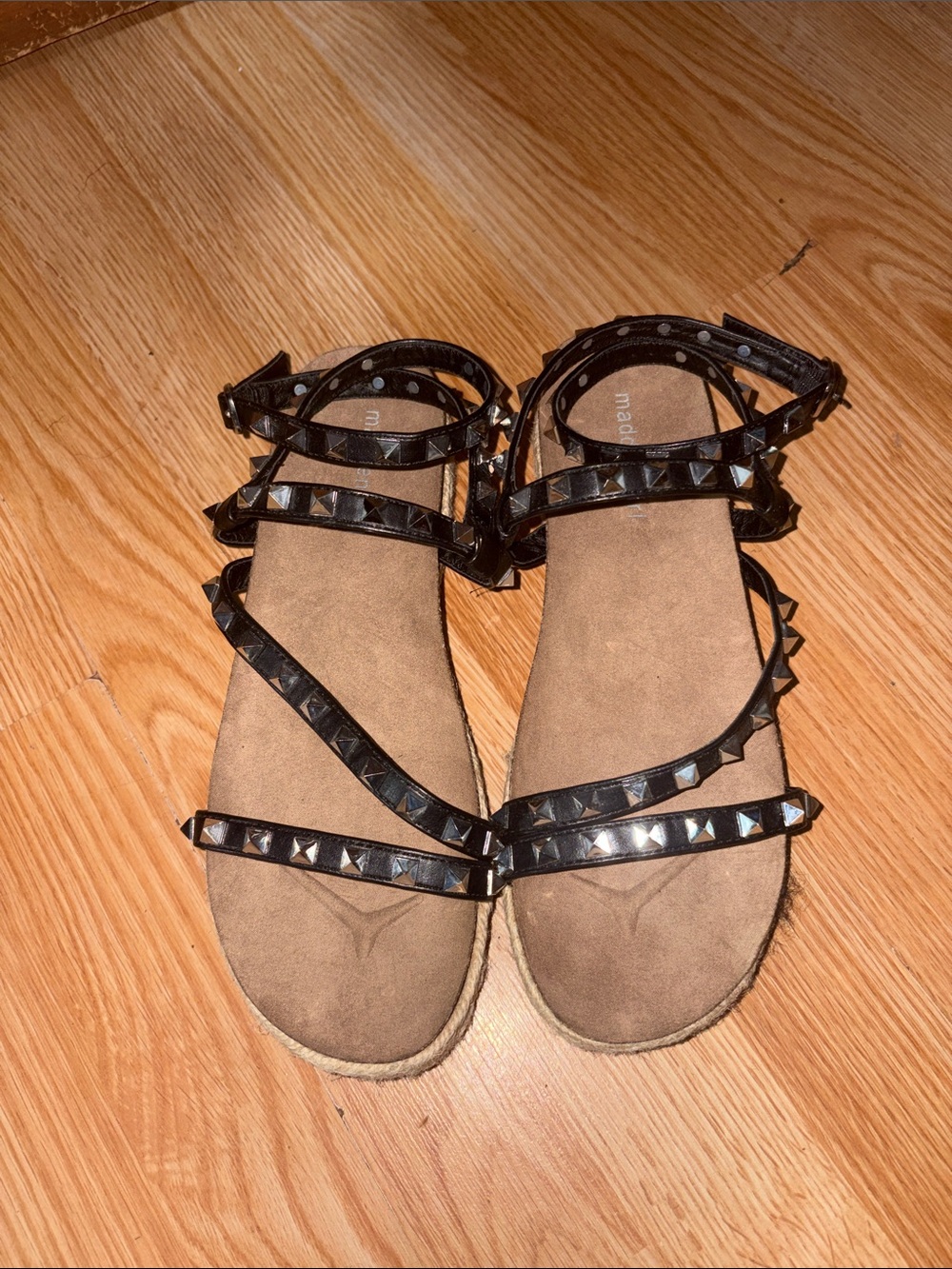 Madden Girl Black Studded Strappy Sandals